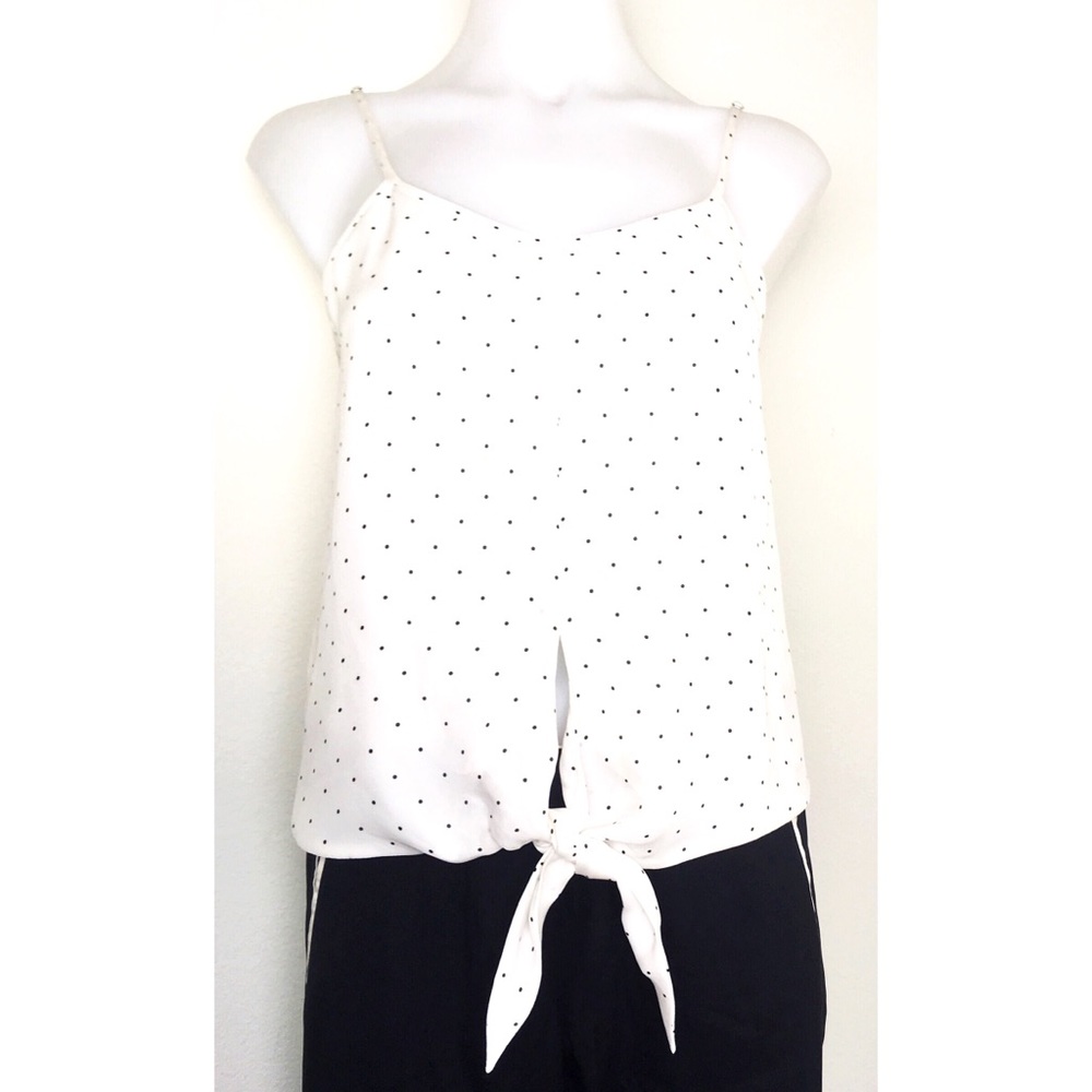 JENNI KAYNE White Polka Dot Silk Cami Blouse